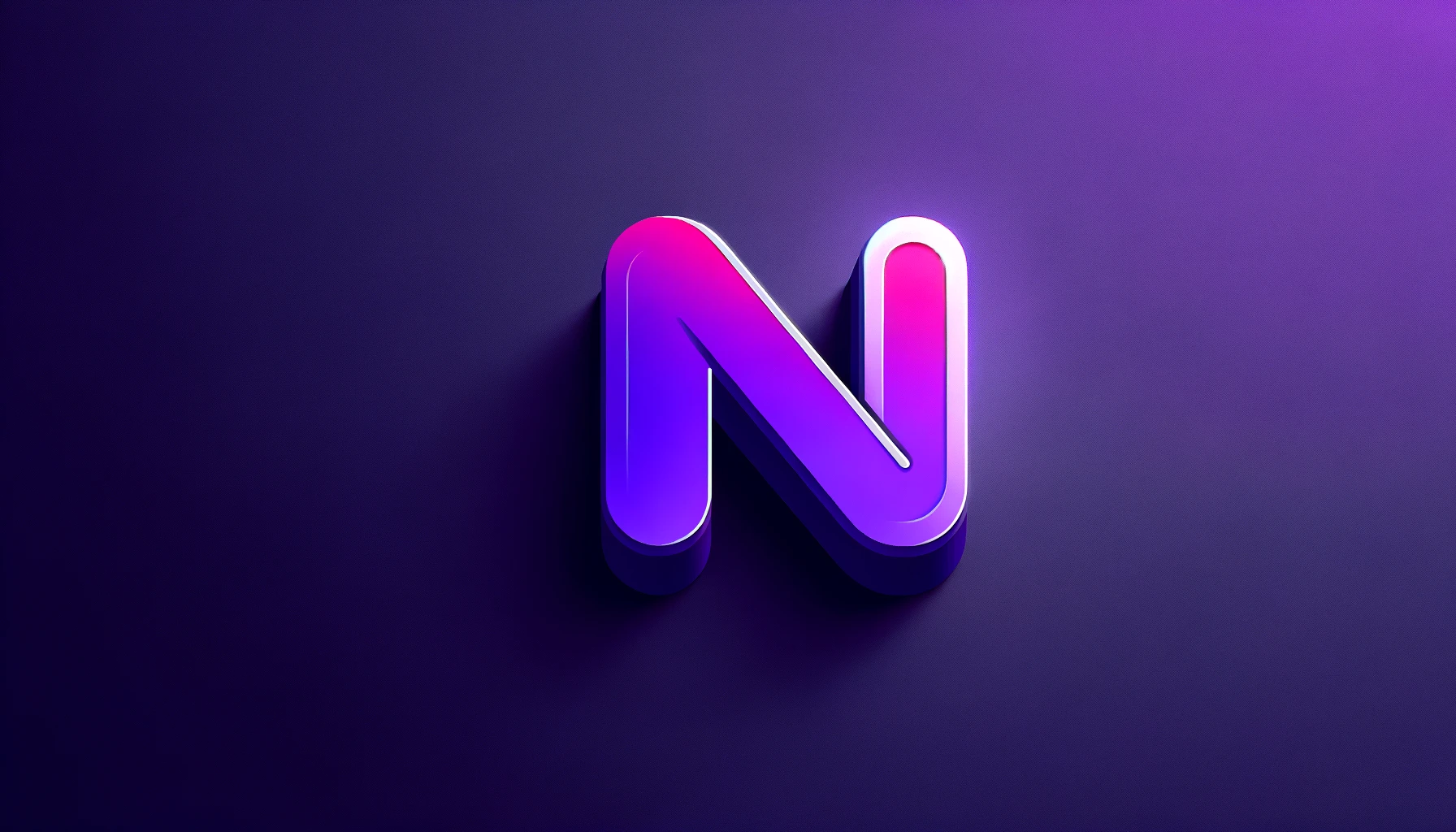 Ein Logo mit einem schlanken und modernen Design, mit einem kräftigen Großbuchstaben „N“ in einem leuchtenden Lilaton. Der Brief hat eine stilvolle und zeitgemäße Schriftart